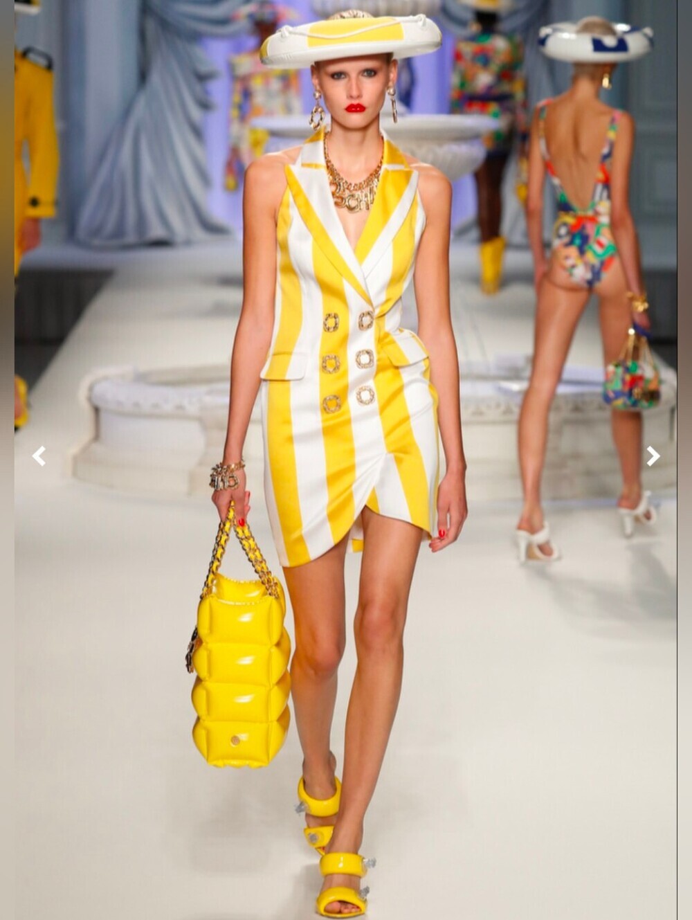 Moschino Runway SS2023 Striped Blue and White Sleeveless Blazer Dress 6 BNWT